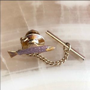 SOLD! Black Hills Gold Textured Fish Tie Pin